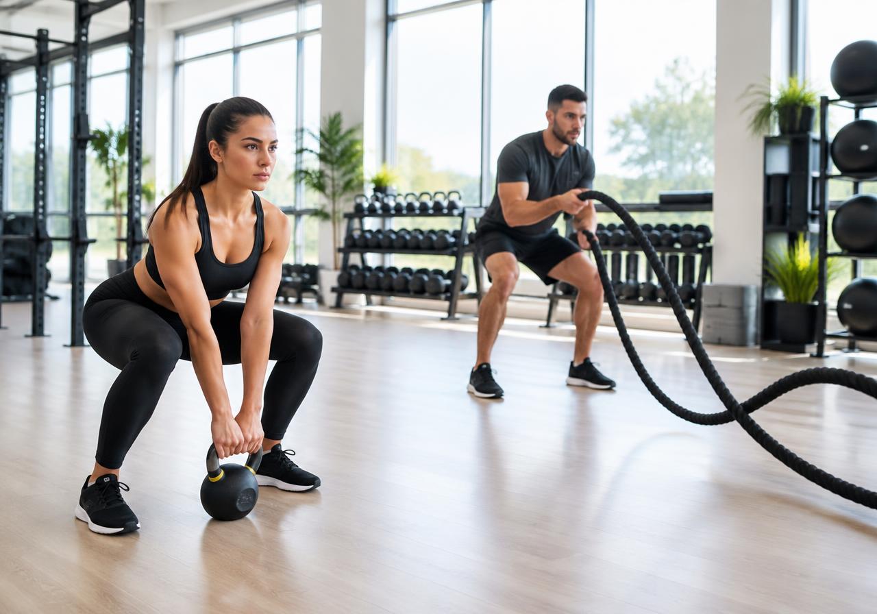 Alunos realizando treinamento funcional no espaço Home Fit